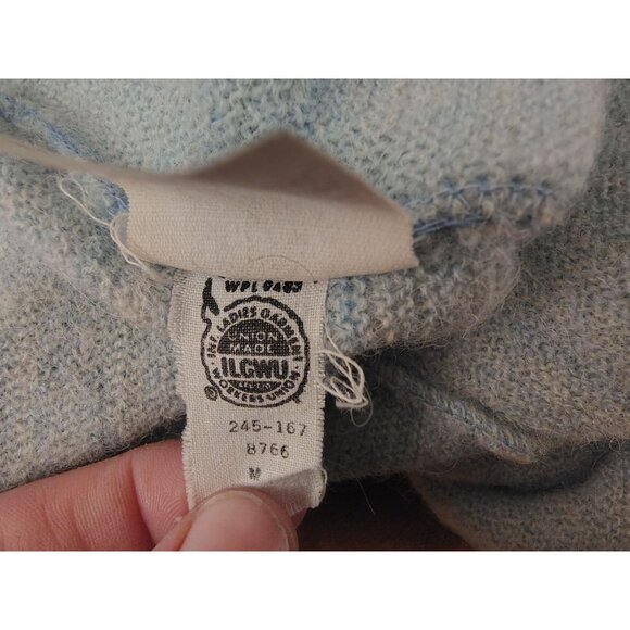 Vintage Robert Bruce Women's Medium Cardigan Light Blue Alpaca Wool Union Made - Picture 8 of 8